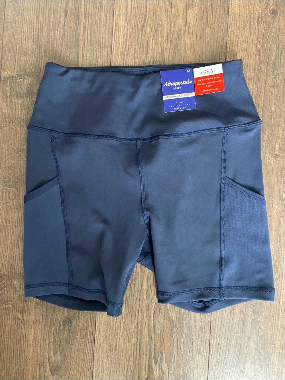 NWT Aeropostale Sport Women's Navy Blue High-Waist Bike Shorts